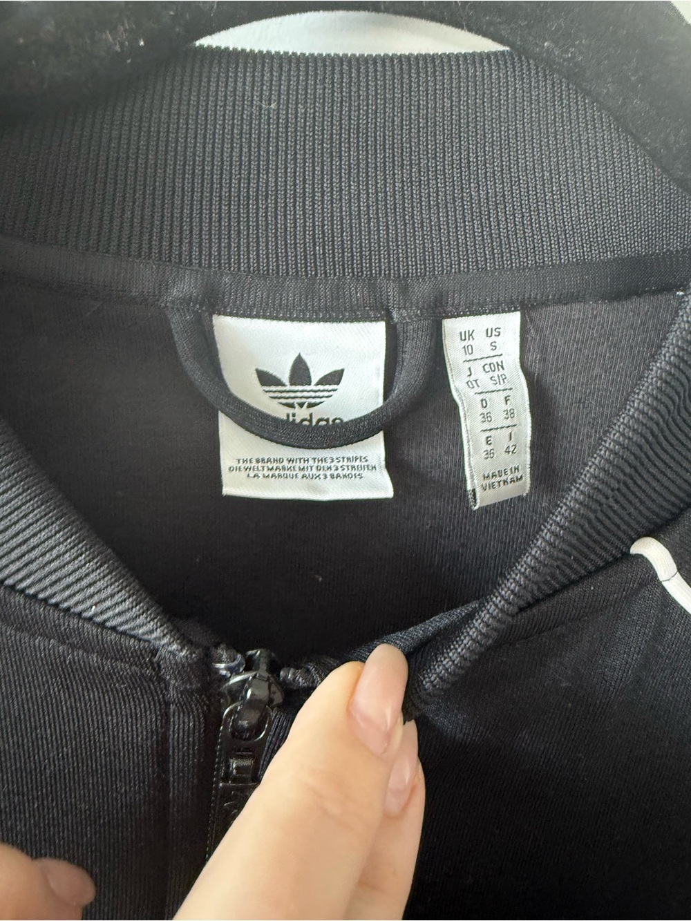 adidas Black Track Jacket with White Stripes - Picture 3 of 5